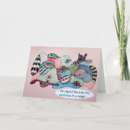 Carte Je suis désolé, Mind in a Tangle en bleu rose excu