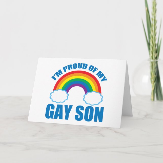 Carte Je suis fier de mon fils gay LGBTQ Maman Papa Pare (Devant)