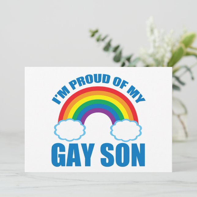 Carte Je suis fier de mon fils gay Maman Papa Fierté Arc (Debout devant)