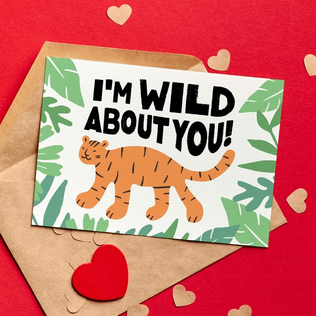 Carte Je suis folle de toi La salle de classe des enfant (Wild About You - Valentines Day Classroom Card for Kids)