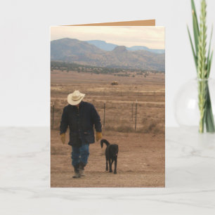 Carte Je suis ici pour vous Black Lab & Cowboy Card - We