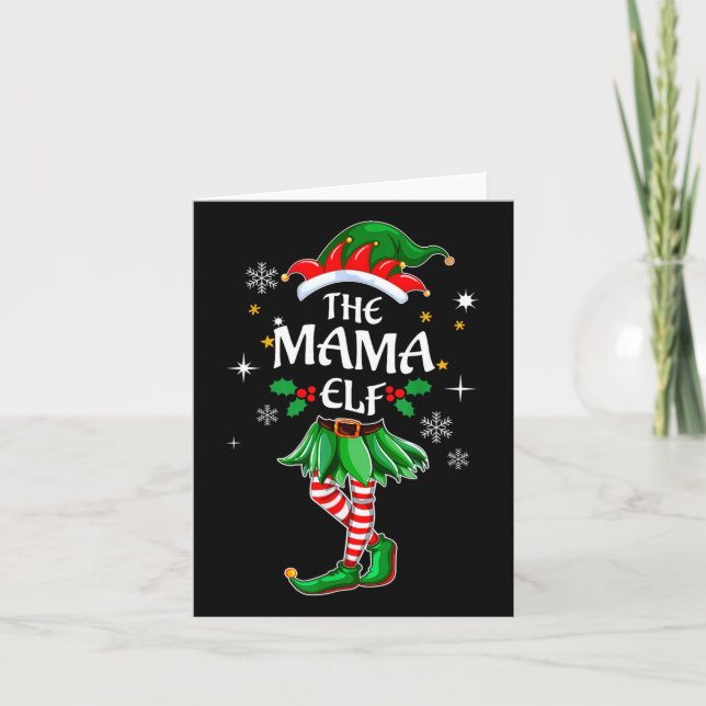 Carte Je suis La Mama Elf Mature Famille de Noël (Devant)