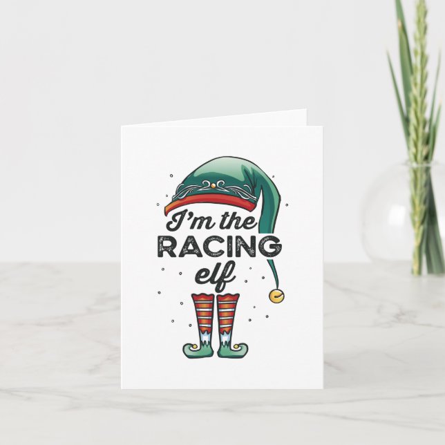 Carte Je suis le cadeau de Noël de l'Elf de course Xmas (Devant)