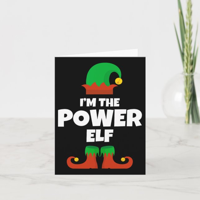Carte Je suis le Power Elf Family Pyjama Noël drôle (Devant)