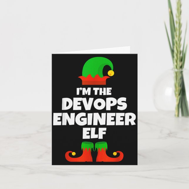 Carte Je suis l'ingénieur Devops Elf Famille Pyjama Noël (Devant)