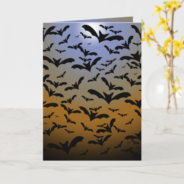 Carte Je suis partie Batty pour les chauves-souris noire (Fleur jaune)