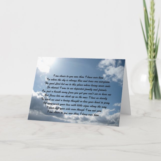 Carte Je suis plus proche de toi maintenant que je ne l' (Devant)