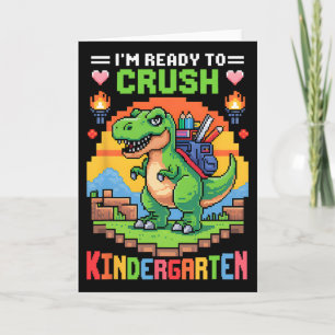 Carte Je suis prêt à écraser le garçon gamer dinosaure d