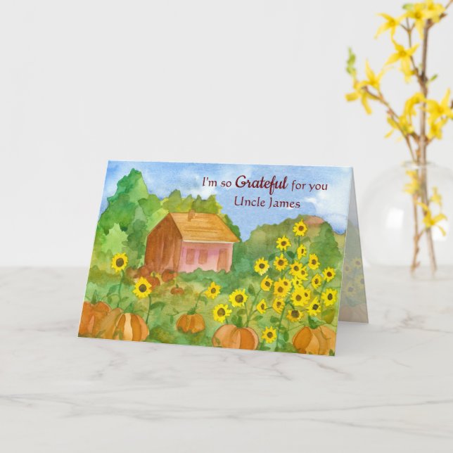 Carte Je suis reconnaissant pour toi, oncle Bon thanksgi (Fleur jaune)