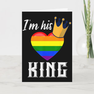 Carte Je suis son roi - Cœur arc-en-ciel LGBTQ Petit ami