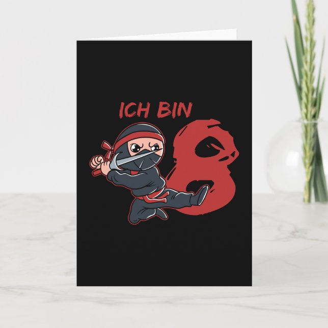 Carte Je suis un combattant ninja de 8 ans (Devant)