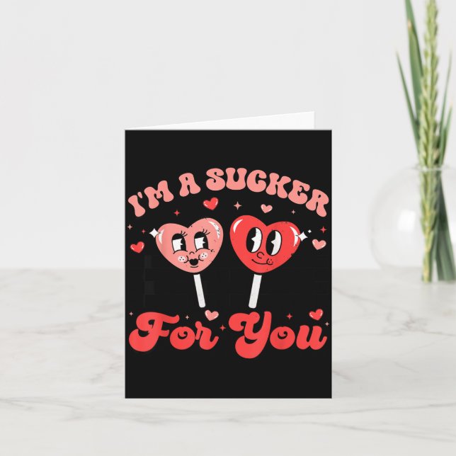 Carte Je suis un Sucker pour vous Cœur de Bonbon Groovy  (Devant)