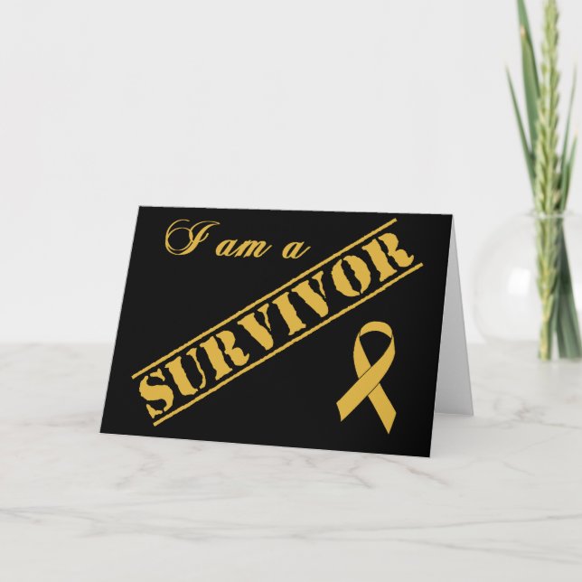 Carte Je suis un survivant - Cancer de l'enfance Ruban O (Devant)