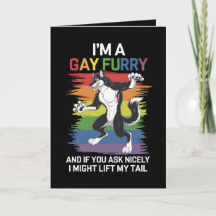 Carte Je suis une Gay Furry Fox Rainbow Pride LGBTQ