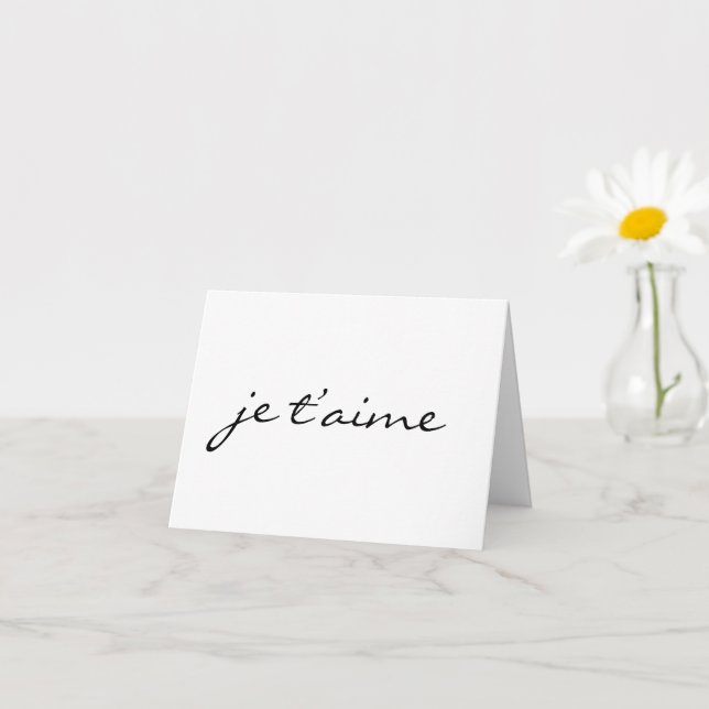 Carte Je t’aime Je t’aime en français Chic Noir & Blanc (Petite plante)