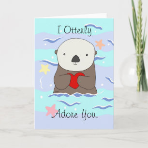Carte Je T'Adore Vraiment Mignonne Je T'Aime Pun À Otter