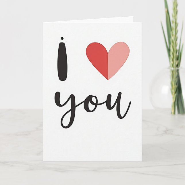 Carte « Je t'aime » à cœur divisé (Devant)