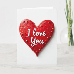 Carte Je T'Aime à Coeur Rouge Pointillé