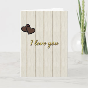 Carte « Je t'aime » à coeurs en bois