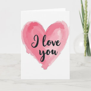 Carte Je t'aime à l'aquarelle minimaliste