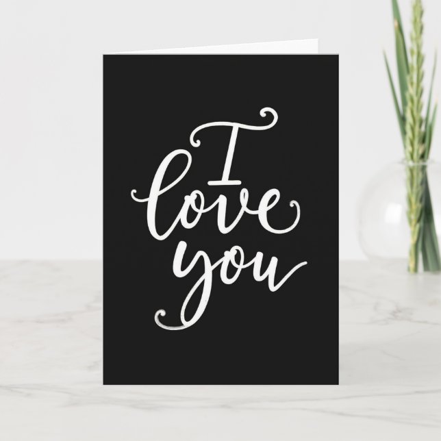 Carte « Je t'aime » à l'écriture au pinceau minima (Devant)