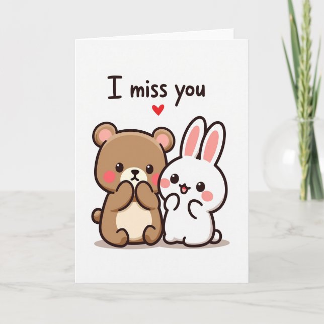 Carte Je T'aime Animaux Mignons (Devant)