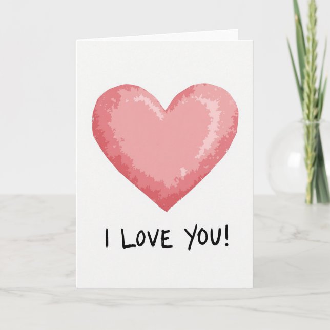 Carte « Je t'aime » au cœur peint (Devant)