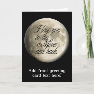 Carte Je t'aime au lunaire réaliste de lune et de dos