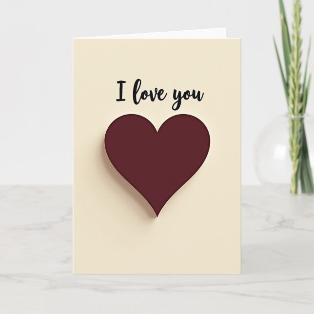 Carte « Je t'aime » avec cœur découpé (Devant)