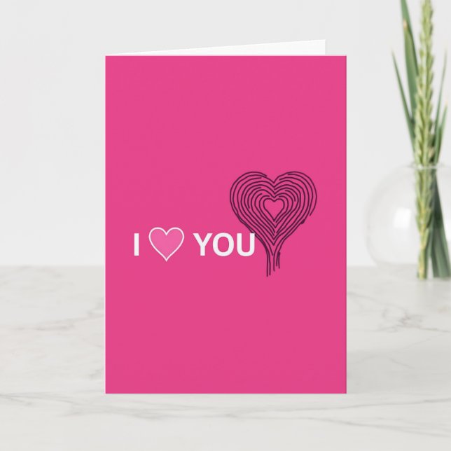 Carte « Je t'aime » avec cœur rose (Devant)