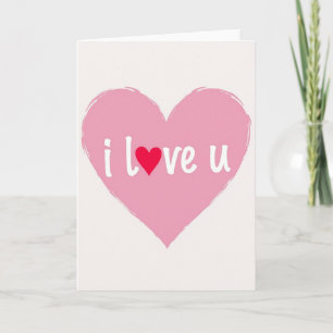 Carte « Je t'aime » avec cœur rose