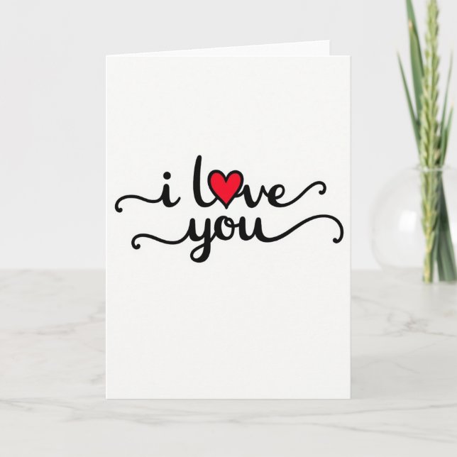 Carte « Je t'aime » avec cœur rouge (Devant)