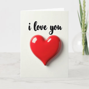 Carte « Je t'aime » avec cœur rouge brillant
