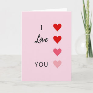 Carte « Je t'aime » avec cœurs ombrés