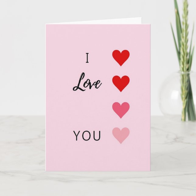 Carte « Je t'aime » avec cœurs ombrés (Devant)