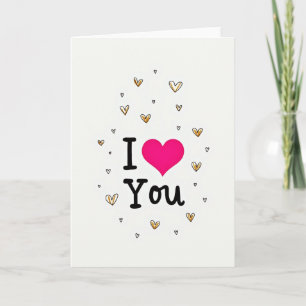 Carte « Je t'aime » avec cœurs roses
