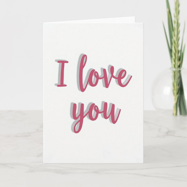 Carte « Je t'aime » avec ombre (Devant)