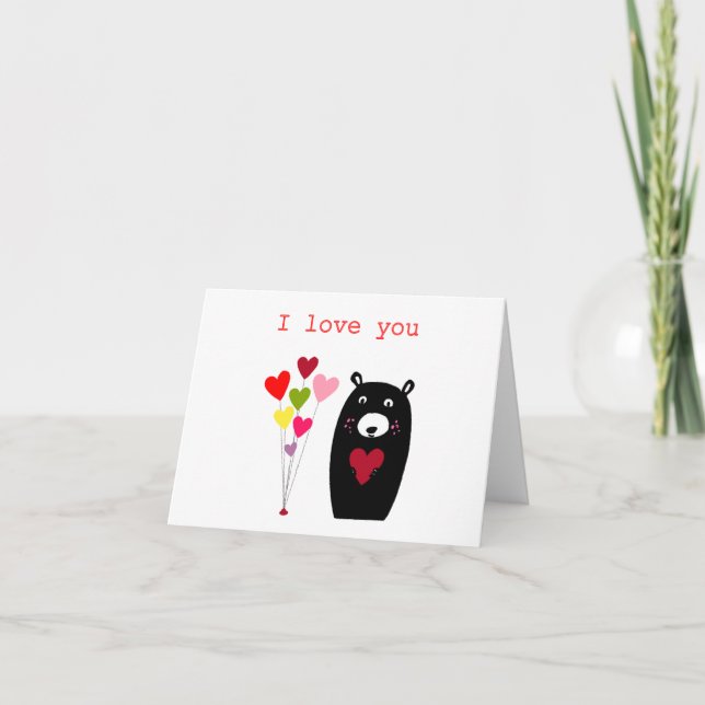 Carte "Je t'aime" Bear Valentine Love (Devant)