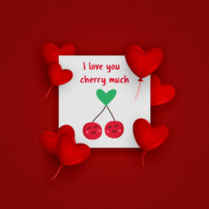 Carte Je t'aime beaucoup Cerise Funny Saint-Valentin 