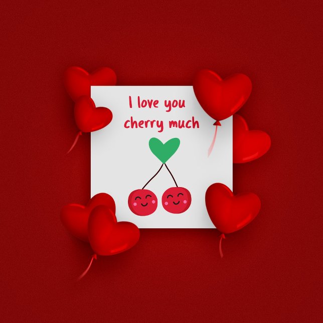 Carte Je t'aime beaucoup Cerise Funny Saint-Valentin  (Créateur téléchargé)