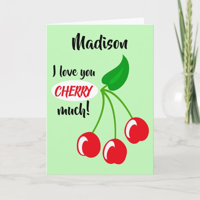 Carte Je t'aime beaucoup CHERRY, personnalisée, cerises (Devant)