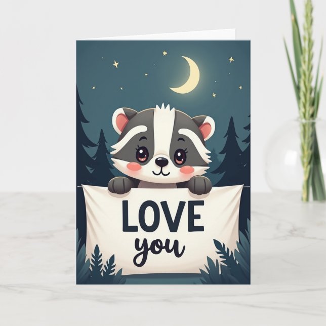 Carte Je T'Aime Blaireau Mignon (Devant)