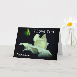 Carte Je t'aime bouton de rose blanche personnalisé 