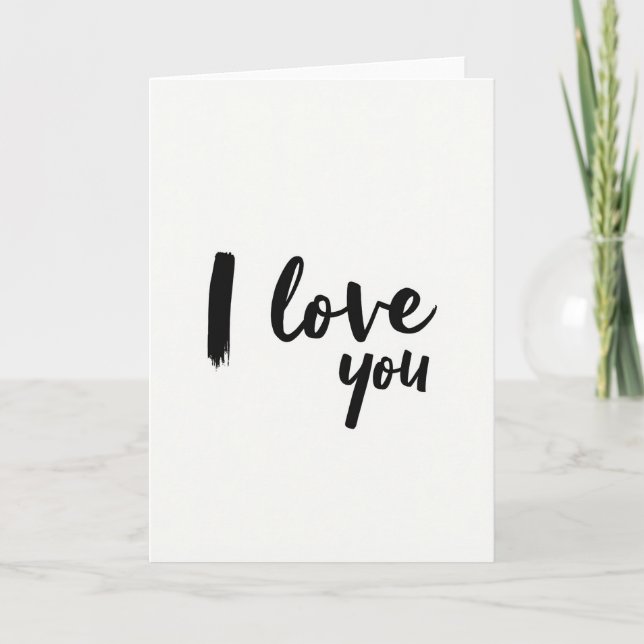 Carte Je T'Aime Brush Script (Devant)