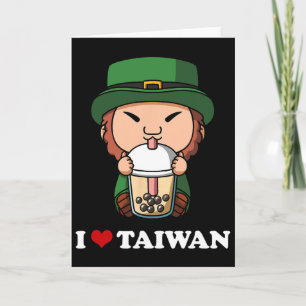 Carte Je t'aime Bubble Tea de la Saint-Patrick en Anime