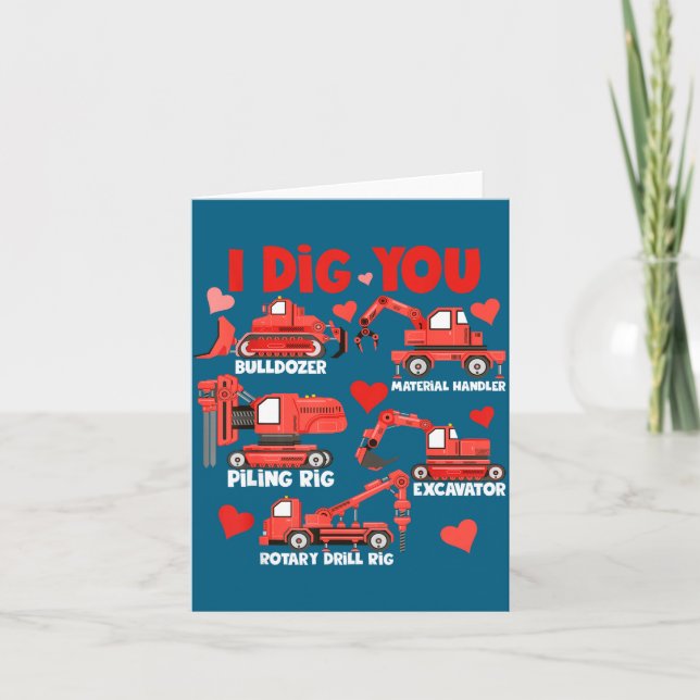 Carte Je t'aime Camions de Construction Saint-Valentin G (Devant)