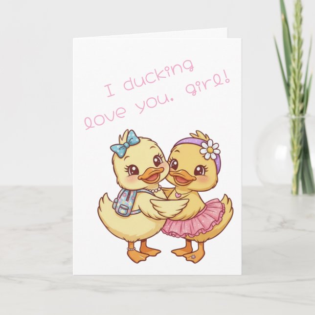 Carte Je t'aime Canard, fille de la Saint-Valentin (Devant)