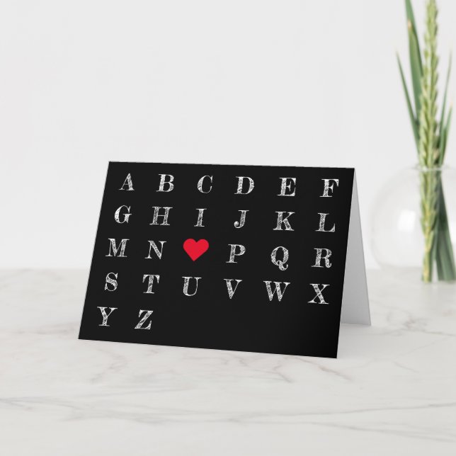 Carte Je t'aime Chalkboard Lettres Coeur Valentines Jour (Devant)