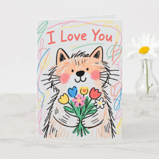 Carte Je T'aime Chat Gribouillé