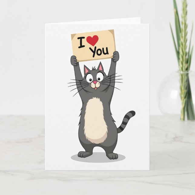 Carte Je T'Aime Chat Mignon (Devant)